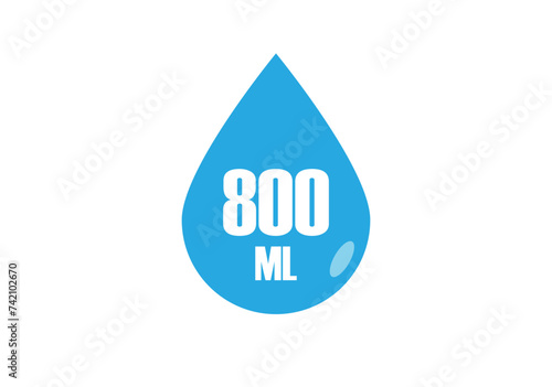 800 ml. Vector volume of 800 milliliters. Liquid drop design isolated on white background