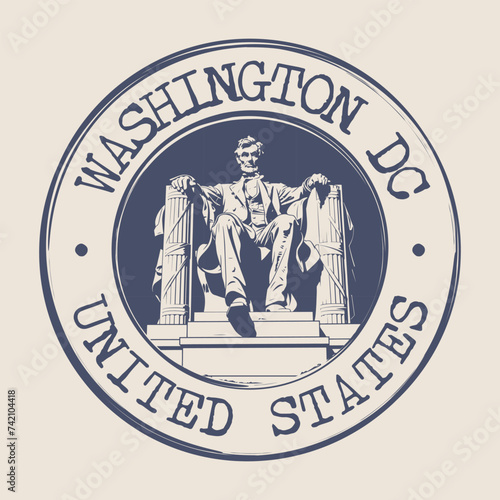 Washington DC, United States Stamp City Postmark. Silhouette Postal Passport. Round Vector Icon. Vintage Postage Design.