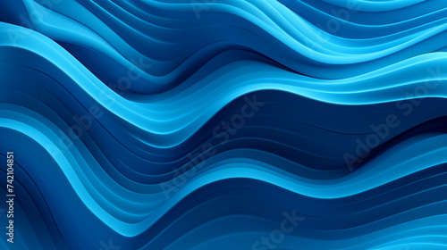 Three dimensional render of blue wavy pattern 