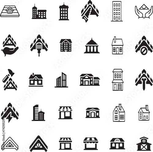 Roof icons set.