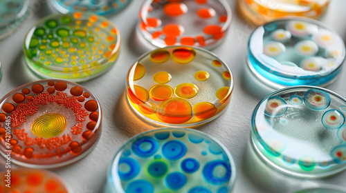 Colorful Petri Dish Artwork Display photo