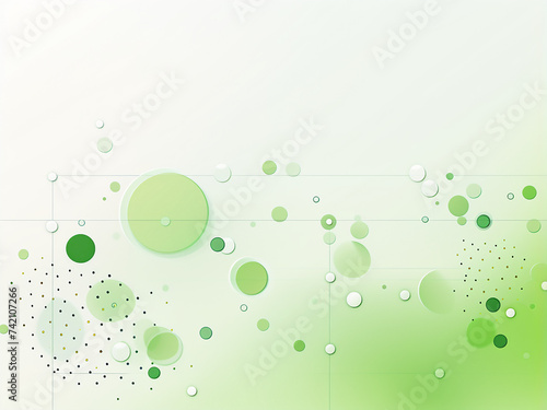 Circles and dots form a dynamic green bg. AI Generation.