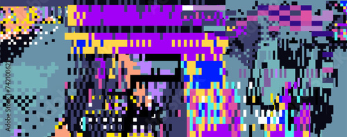 Abstract glitched and pixelated background.
