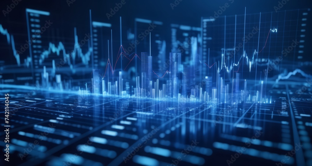Illuminated financial data, a symbol of economic growth and prosperity Illuminated financial data, a symbol of economic growth and prosperity