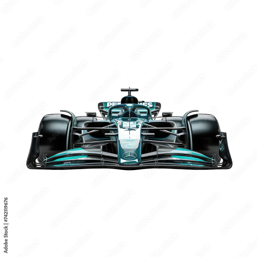 Formula 1 racing car on transparent background 