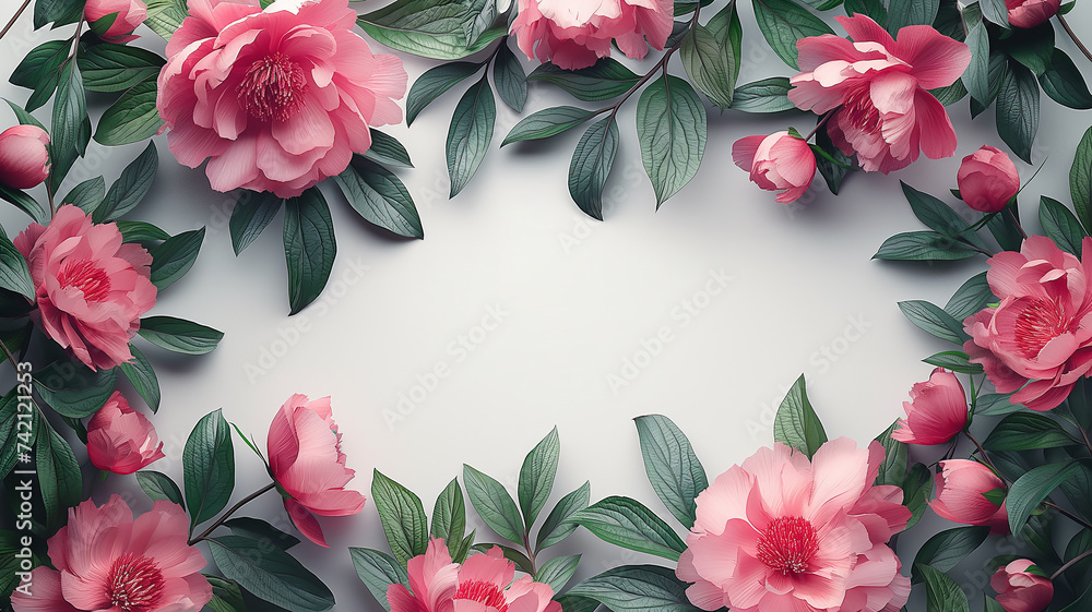 frame of tulips on white background