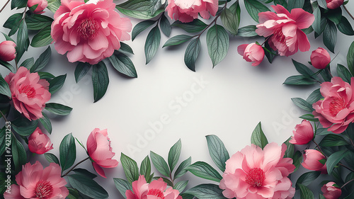 frame of tulips on white background