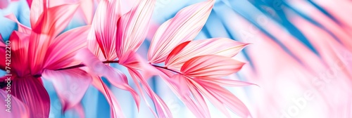 Abstract crystal-like flowers with crisp edges in soft pinks and blues. . Adaptation for creative design or decoration