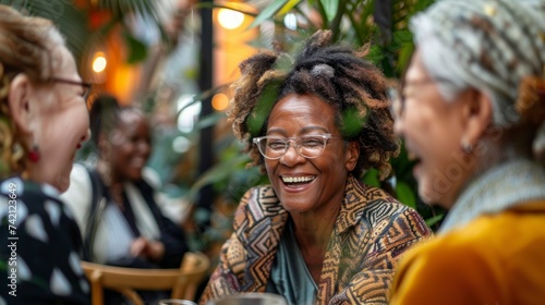 beautiful grandmothers in a cafe smiling, happy in high resolution and quality