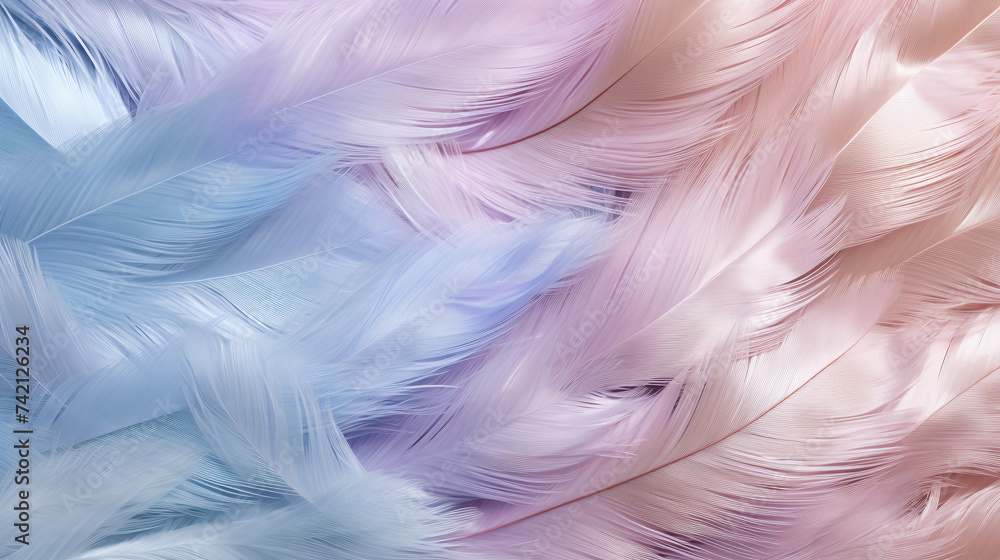 Fototapeta premium Soft feather texture in pastel hues for serene backgrounds, elegant wallpapers, and creative designs.
