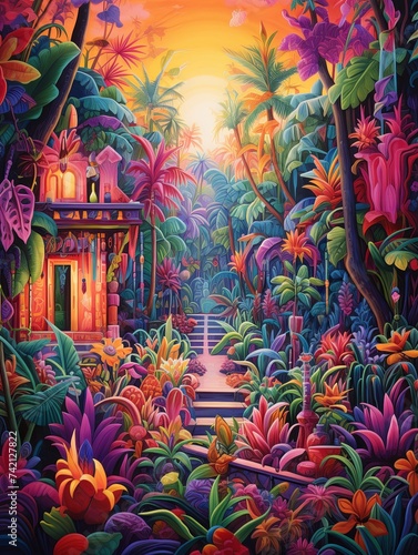 Island Carnival Palooza: Vibrant Tropical Fair Artwork photo