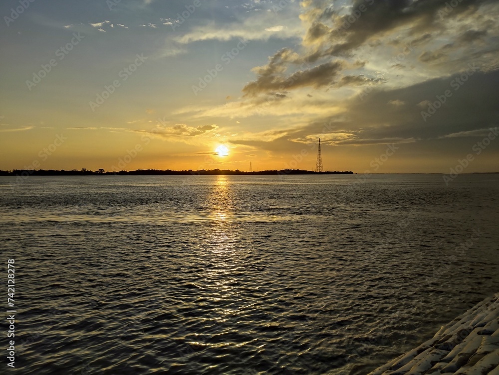 Sunset on the coast of Óbidos, Pará, Brazilian Amazon