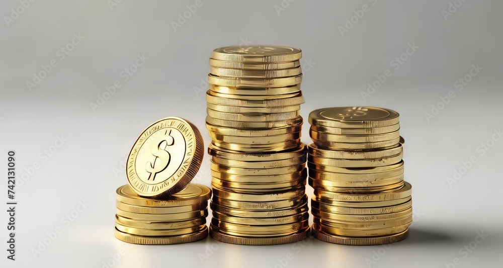 A stack of gold coins, symbolizing wealth and prosperity A stack of gold coins, symbolizing wealth and prosperity