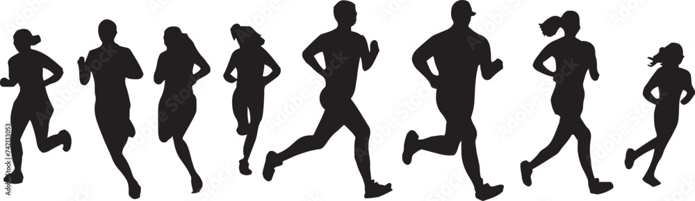 a collection of silhouettes of athletes running, running, walking, jogging and marathon running a collection of silhouettes of athletes running, running, walking, jogging and marathon running