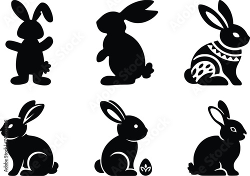 A collection of bunny silhouettes in various poses