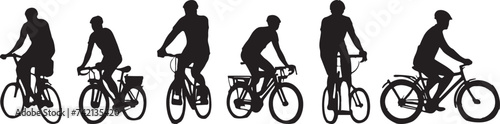 a collection of silhouettes of people riding bicycles