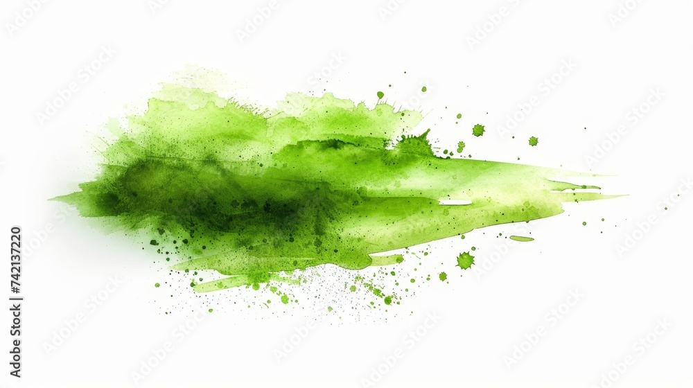 Vibrant green paintbrush stroke isolated on white background for artistic design projects Vibrant green paintbrush stroke isolated on white background for artistic design projects