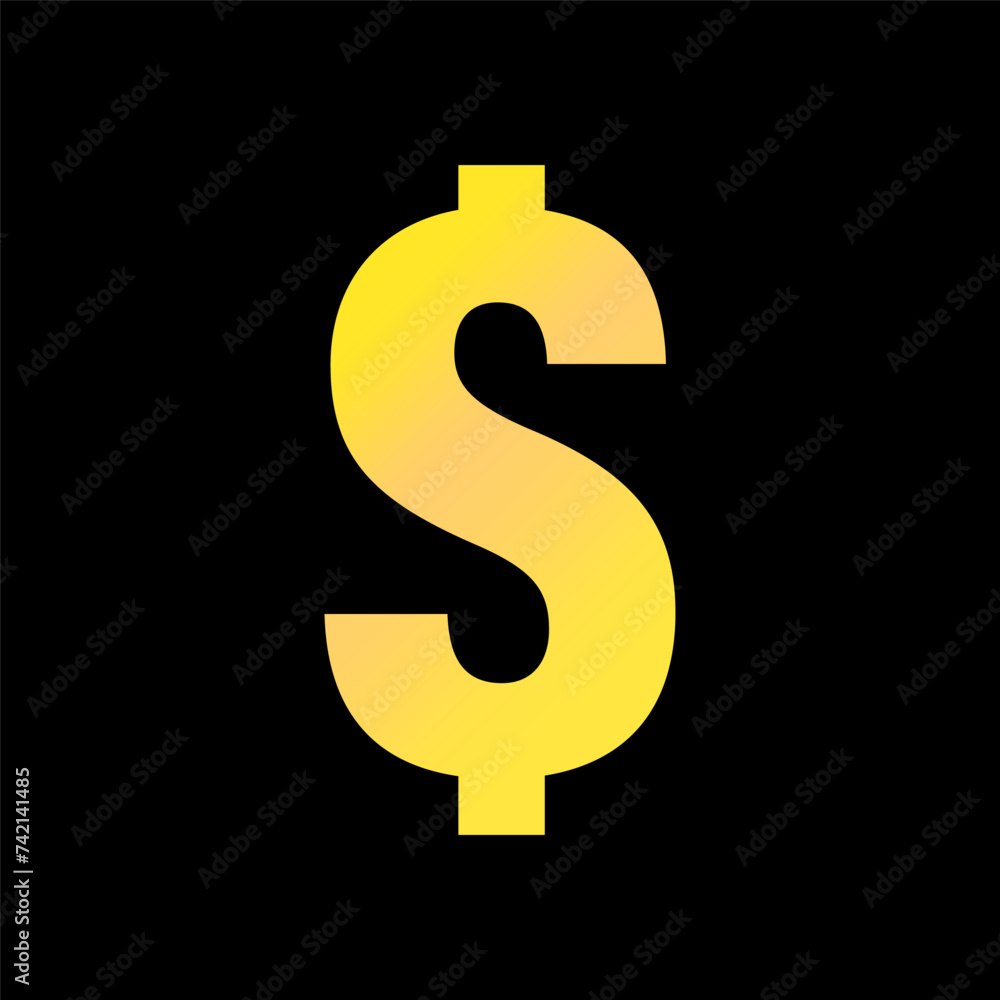 A yellow dollar sign on a black background A yellow dollar sign on a black background