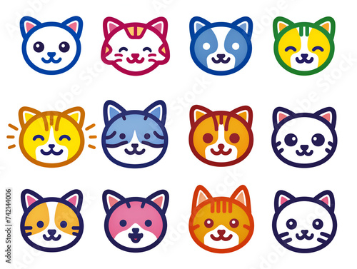 set of dogs and cats on white   cartoon cute style