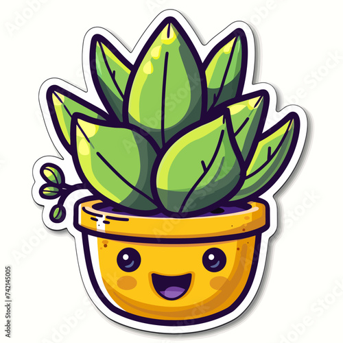Happy Face Succulent Cartoon