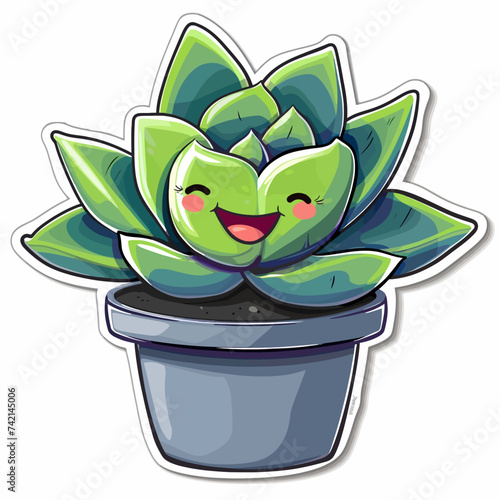 Happy Face Succulent Cartoon