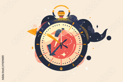 Clock Time Flat Design with Person