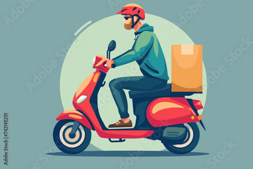 delivery man riding a scooter