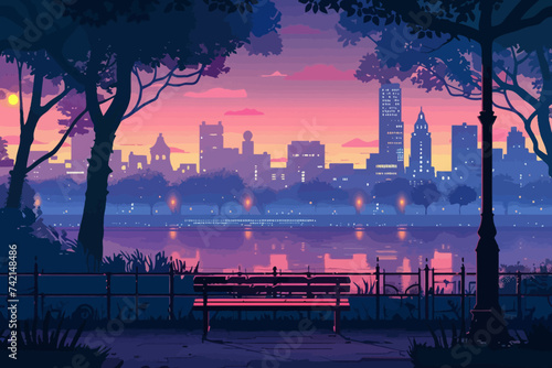sunset in the city