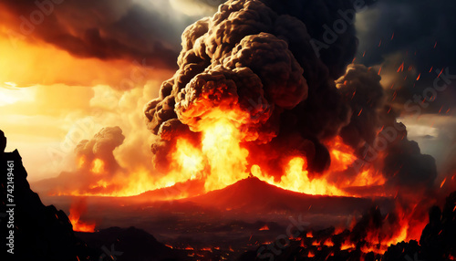 噴火する山 AI画像 ジェネレーティブAI