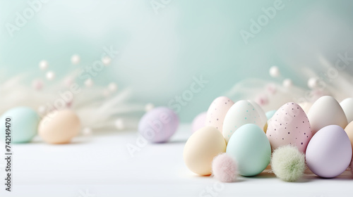 Easter eggs in pastel color theme background and wallpaper, Easter festival and holiday concept