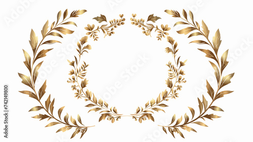 Set of Gold Laurel Foliate Vector photo