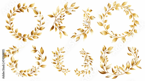 Set of Gold Laurel Foliate Vector