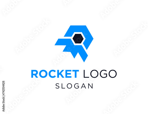 The logo design is about Rocket and was created using the Corel Draw 2018 application with a white background.