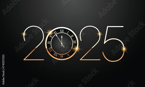 2025 Happy New Year Background Design. Greeting Card, Banner, Poster. Vector Illustration.