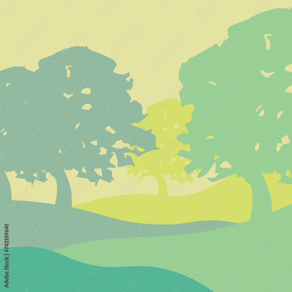 Obraz premium Forest,Landscape of isolated trees. Silhouette vector
