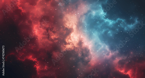 a red and blue cloudy sky background with stars © Asep