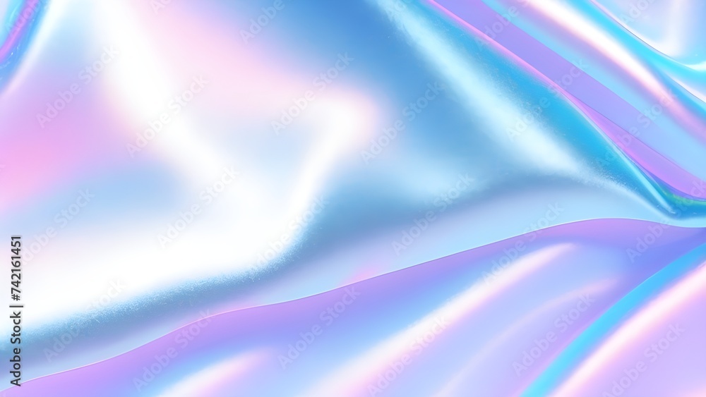 Holographic background texture design of neon iridescent wrinkled blue foil surface. 80s or 90s neon colors in wrinkled gradient foil pastel background Holographic background texture design of neon iridescent wrinkled blue foil surface. 80s or 90s neon colors in wrinkled gradient foil pastel background