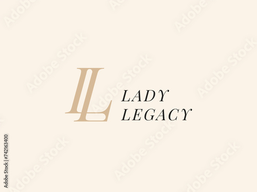 Letter Logo Luxury. Art Deco style logotype design for luxury company branding. Premium identity design. Letter LL