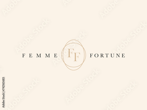 Letter Logo Luxury. Art Deco style logotype design for luxury company branding. Premium identity design. Letter FF