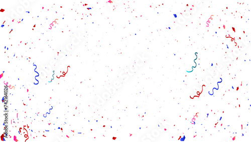 Colorful ribbons and confetti Can be separated from a transparent background. Festive design. Border of colorful bright confetti Party decoration frame for birthday, anniversary, celebration