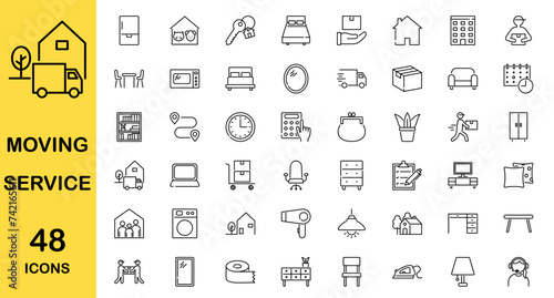  Icon set of moving service, editable stroke
