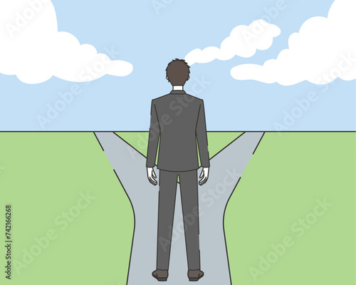 人生の岐路に立つビジネスマン