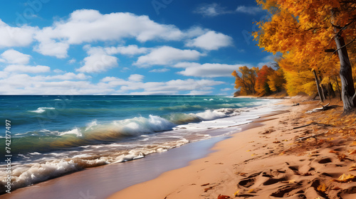Fantastic summer or autumn day at Lake Michigan 

