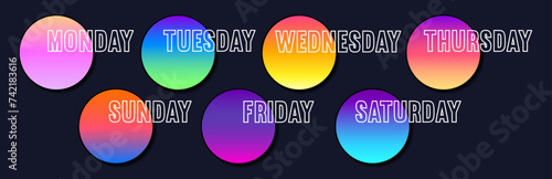 Colorful 7 days Gradient Design Concept. 