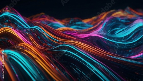 Neon Dreams Futuristic 3D Abstract Lines Multicolored Abstract Background with Lines