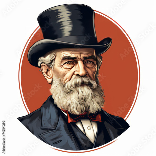 Illustration of Vintage Gentleman with Top Hat