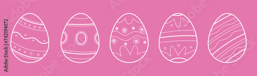 Set od ornament easter eggs. Vector outline ornament sign. Easter icon isolated on white background.