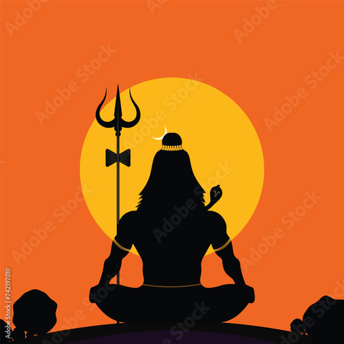 Lord mahadev silhouette artwork vector illustration. photo