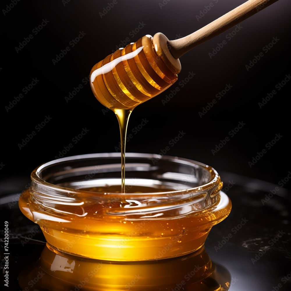 Close-up honey flowing from the wooden dipper. A Close-Up Journey of Honey Flowing from the Wooden Dipper
Close-up honey flowing from the wooden dipper. A Close-Up Journey of Honey Flowing from the Wooden Dipper