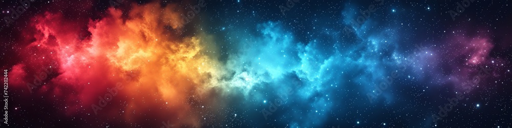Colorful Space Nebula Panoramic View
